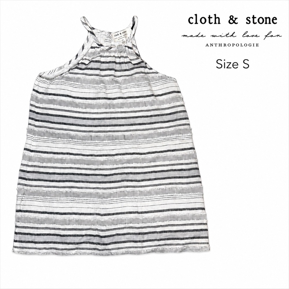 Cloth & Stone Anthropologie Linen Blend Striped Swing Dress Size S Made In USA